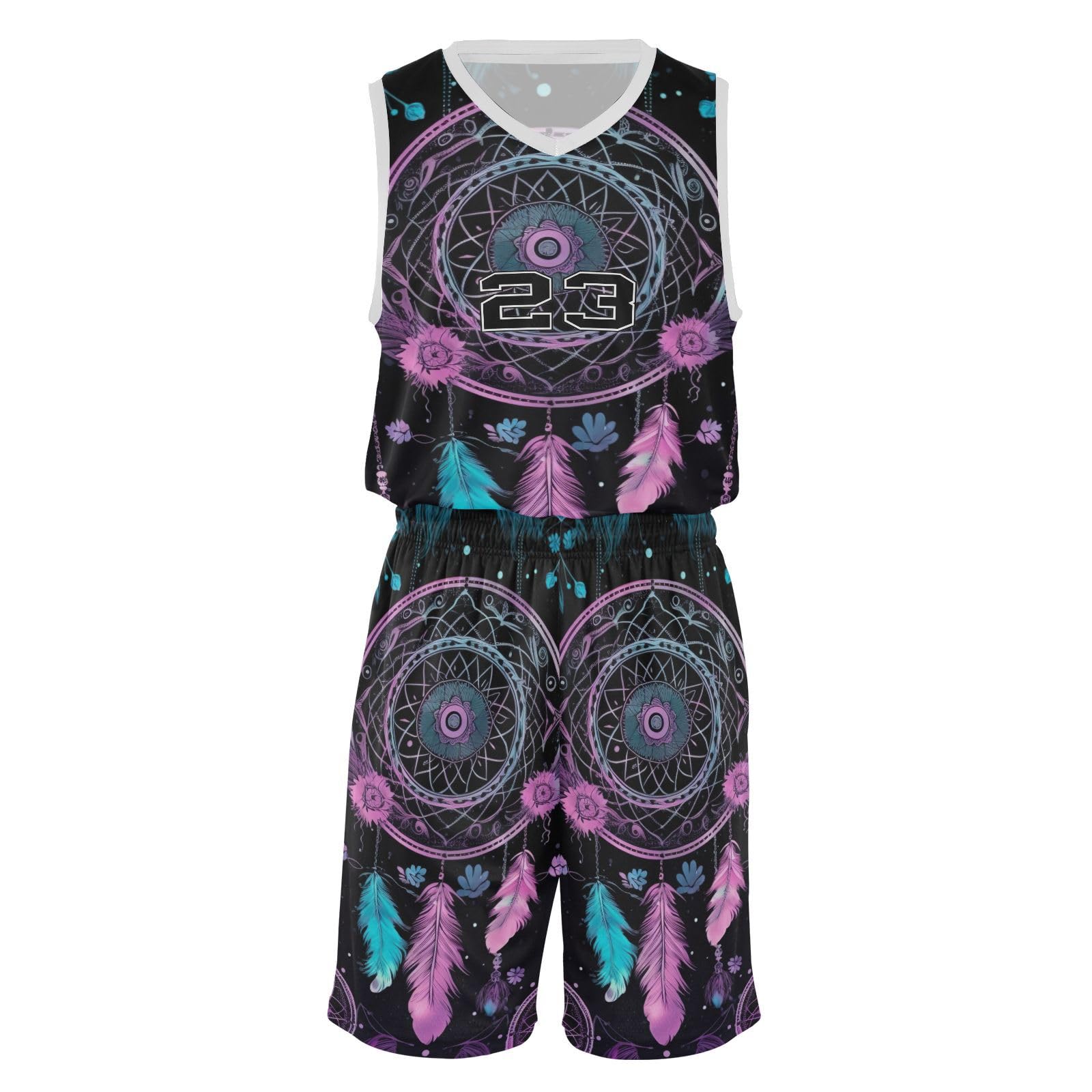 FLildon Dream Catcher Boys Basketball Jersey Set Tank Top Shorts Tracksuit Sport Training Suit for Kids, L