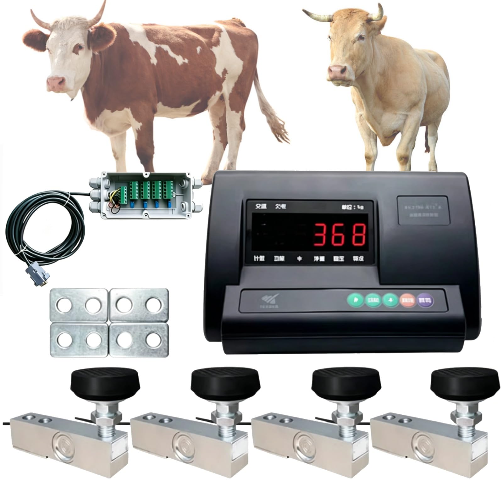 Kit de Balance pour bétail, Balance pour Animaux 5 tonnes, avec indicateur de Haute précision, boîte de jonction, pour bovins, porcs, Moutons, chèvres, porcs, balances à palettes(3000kg)