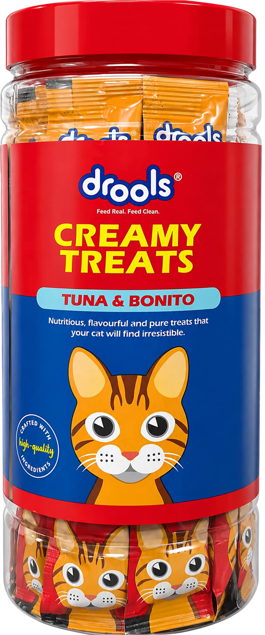 Drools All Life Stages Creamy Lickable Cat Treats 25 Pieces, Pack Total 375g | Tuna & Bonito Flavour | Taurine for Heart and Vision Health | Easy to Hand Feed | Vitamins and Minerals