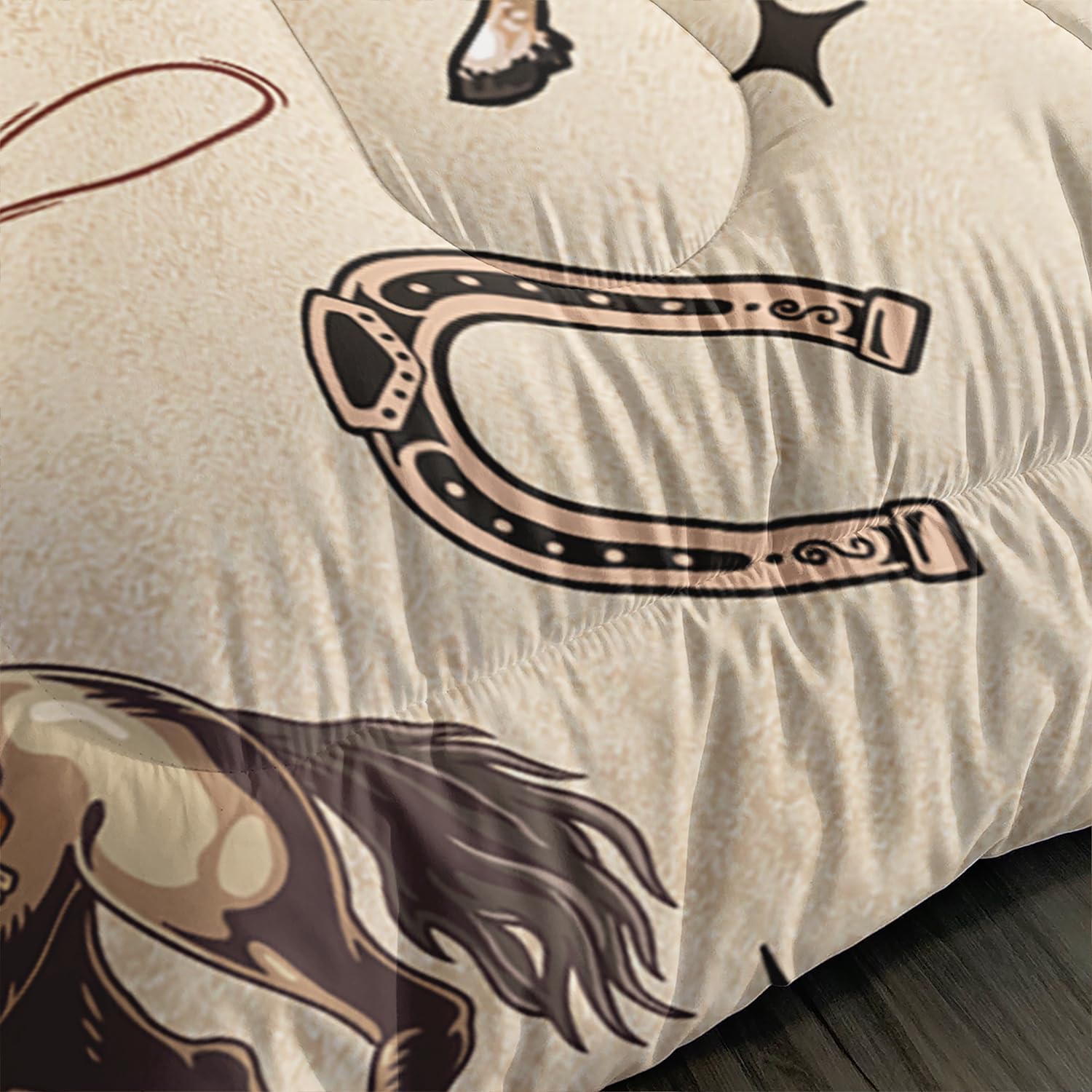 AILONEN Western Cowboy Comforter Set Twin Size, Rodeo Cowboy Riding Bull with Cacti Bedding Set for Teens,Boys Bedroom Decor,Ranch Jomon Duvet Set,3-Piece, 1 Quilt and 2 Pillowcases,Soft Breathable - Image 4