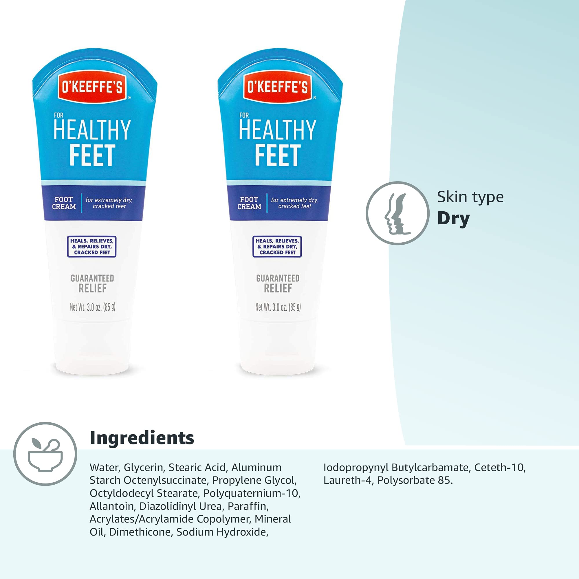 O'Keeffe's Healthy Feet Foot Cream for Extremely Dry, Cracked Feet, 3