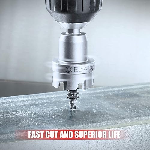 Miniatura 6 de EZARC Kit de sierra perforadora de carburo, 5 piezas de cortador de agujeros con punta de carburo con broca piloto para metal duro, acero