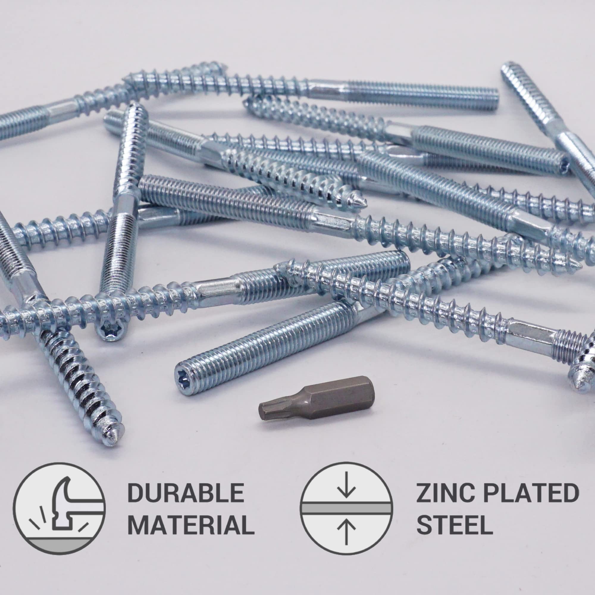 SKIR'CO (20 pcs) Hanger Bolts M8 x 120 mm, Double Ended Thread Dowel Screws, Double Headed Bolts - Image 3