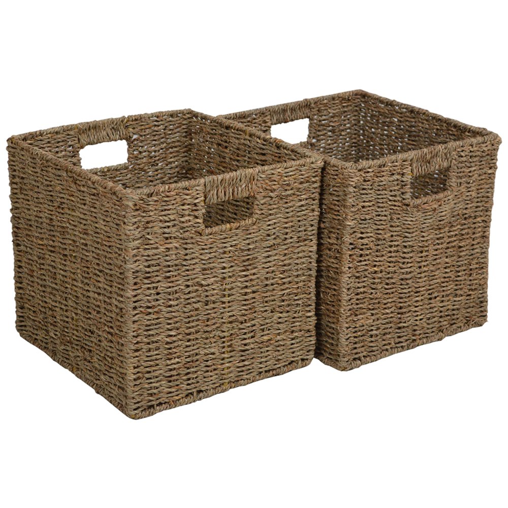 Buy Wovenhill Set of 2 Seagrass Square Wicker Baskets Handmade Woven