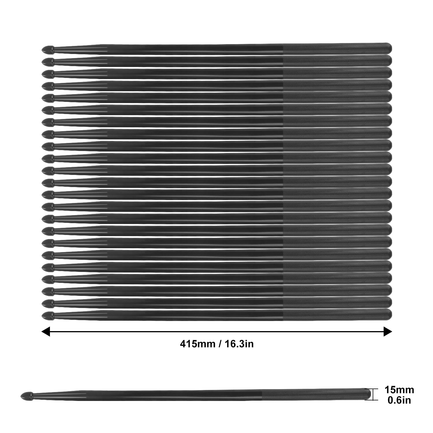 12 pares de baquetas, baquetas de batería 5A de alta calidad, antideslizantes, perfectas para práctica, rendimiento y relajación, disponibles en colores negros vibrantes KUKLIPJIM