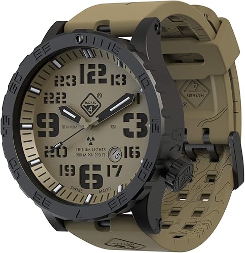 HAZARD 4 Heavy Water Diver(TM) Titanium Tritium Dive-Watch (R) BLK PVD, Earth DialBLK Graphics - GGYG