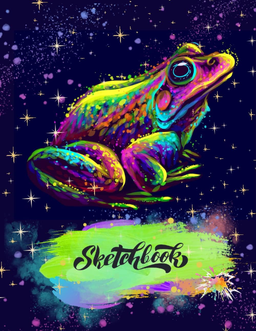 Abstract Art Sketchbook: Glowing, Radiant Mr. Neon Frog, Brilliant Colorful Luminescents, Neon Brushstroke Back Cover, High-Qualtiy Blank Sketchbook!: ... Blank Art Drawing Book, Blank Art Drawing Pad