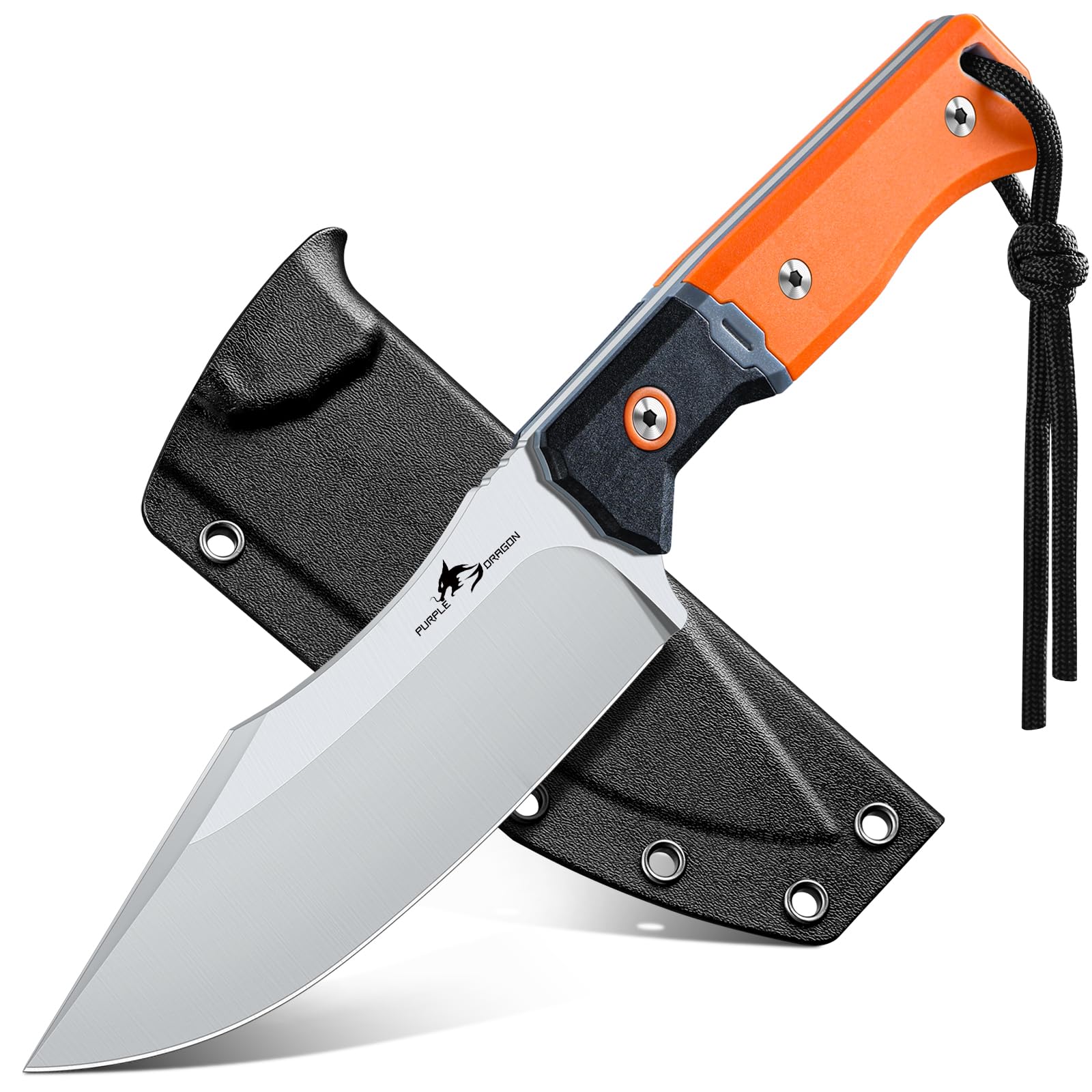 Purple Dragon Outdoor Knife for Skinning - Drop Point Skinning Knife Orange
