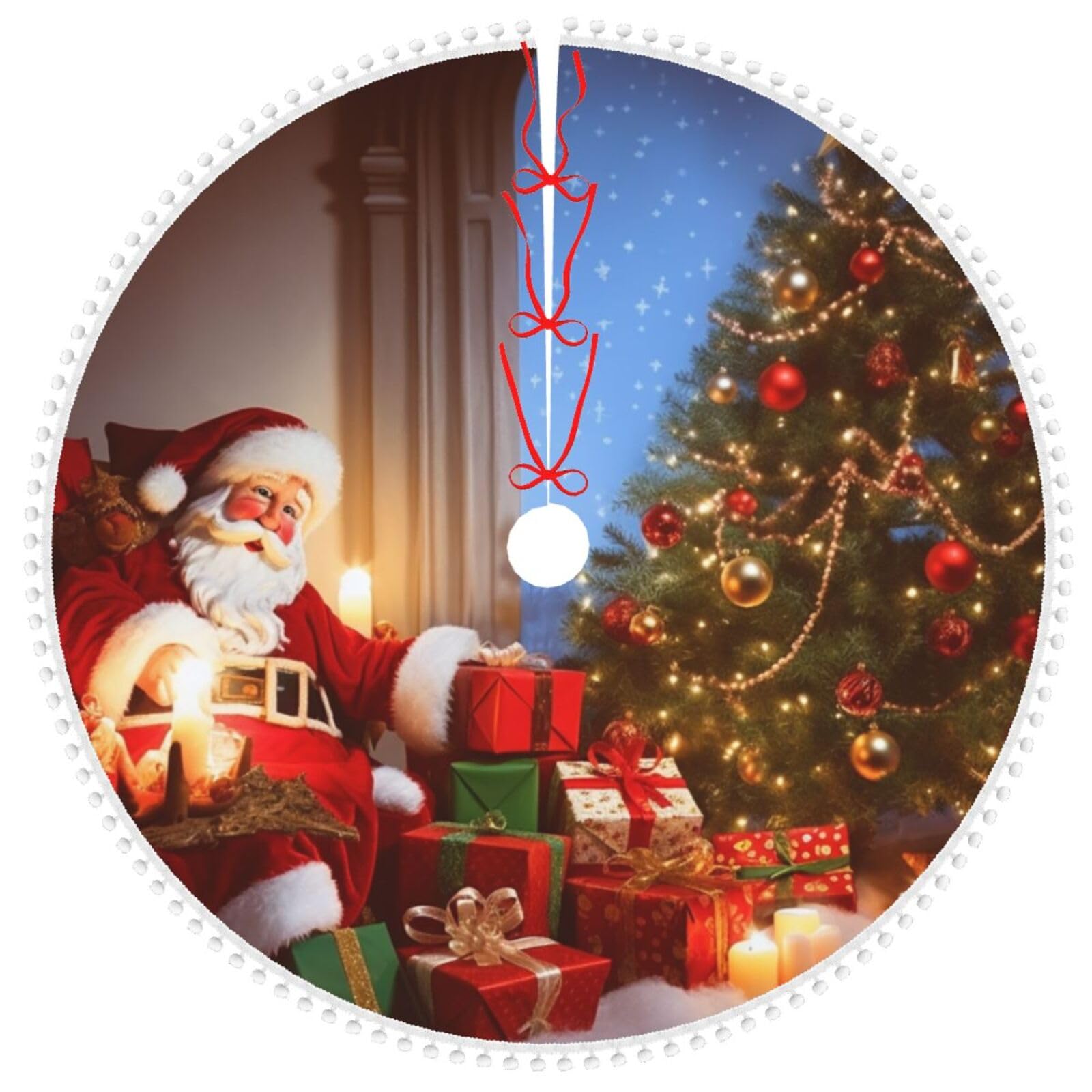 Tapis de sapin de Noël haut de gamme 121,9 cm en peluche blanche de qualité