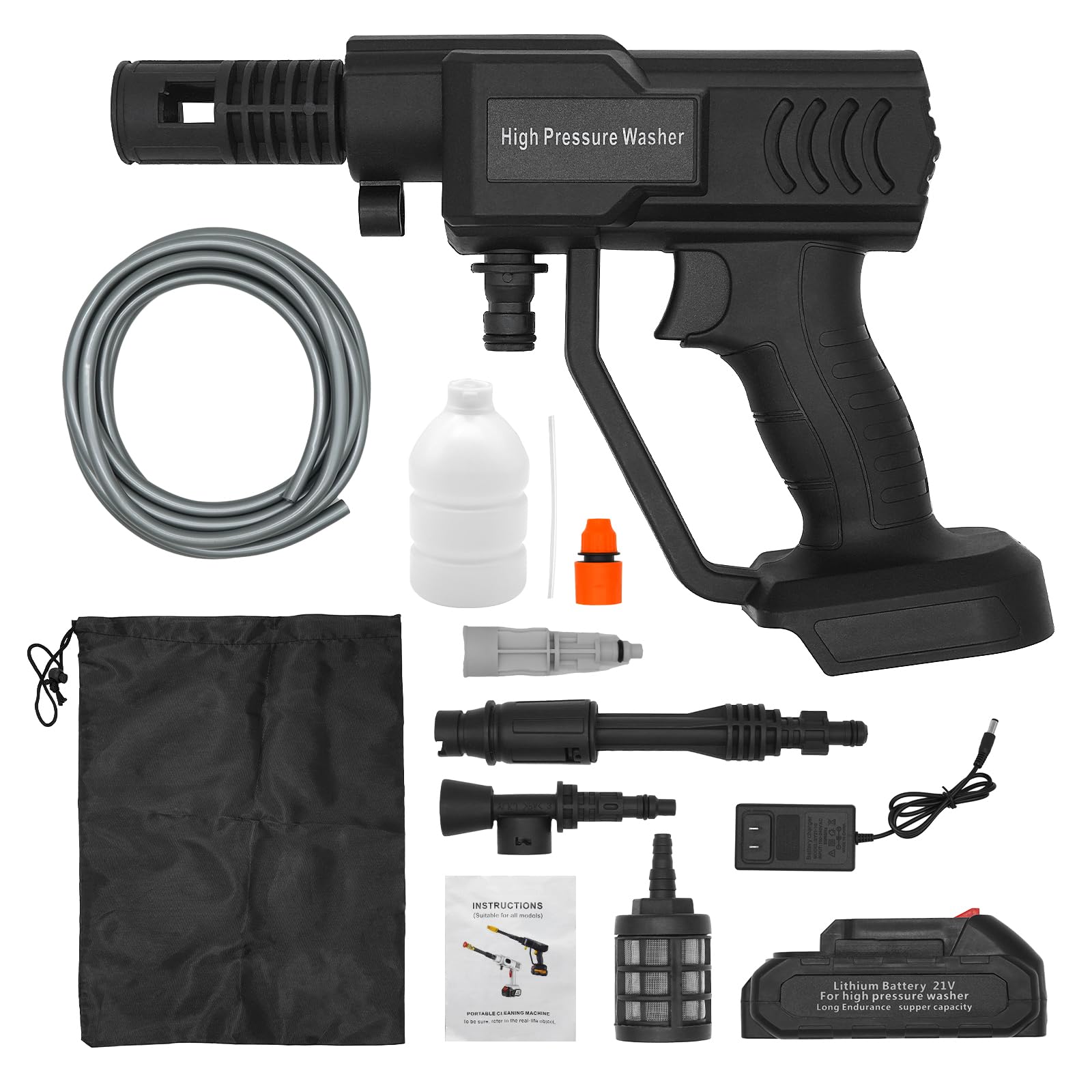 Fai Top Cordless Pressure Washer 3Ah Battery 5M Hose 30 Bars Max Pressure