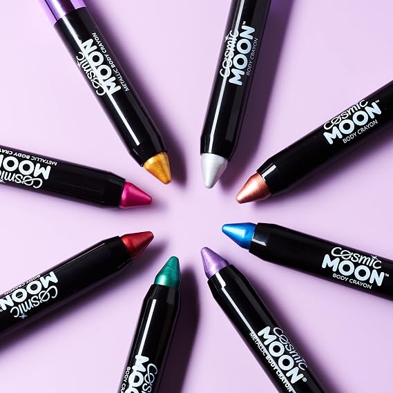 Cosmic Moon - Metallic Face Paint Stick/Body Crayon makeup for the Face & Body - 0.12oz - Easily create metallic designs like a pro! - Blue