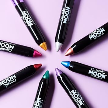 Cosmic Moon - Metallic Face Paint Stick/Body Crayon makeup for the Face & Body - 0.12oz - Easily create metallic designs like a pro! - Blue
