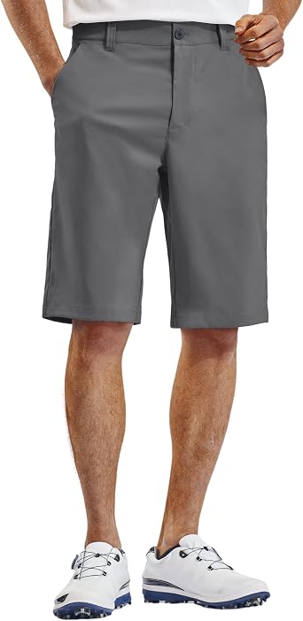 PULI Mens Golf Shorts 10/12 Inch Inseam Quick Dry Breathable Lightweight