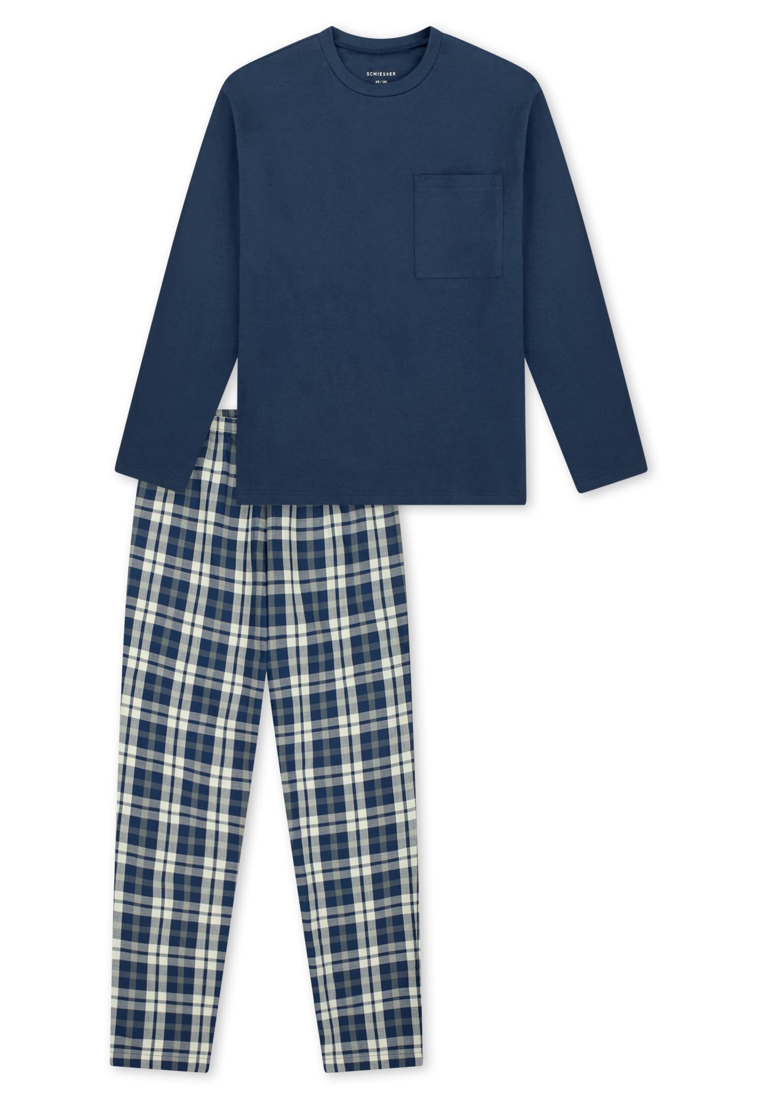 Schiesser Jungen Schiesser Jungen Schlafanzug Set Pyjama Lang Ohne Bündchen 100% Baumwolle - Größe 98 Bis 176 Pyjamaset (1er Pack)