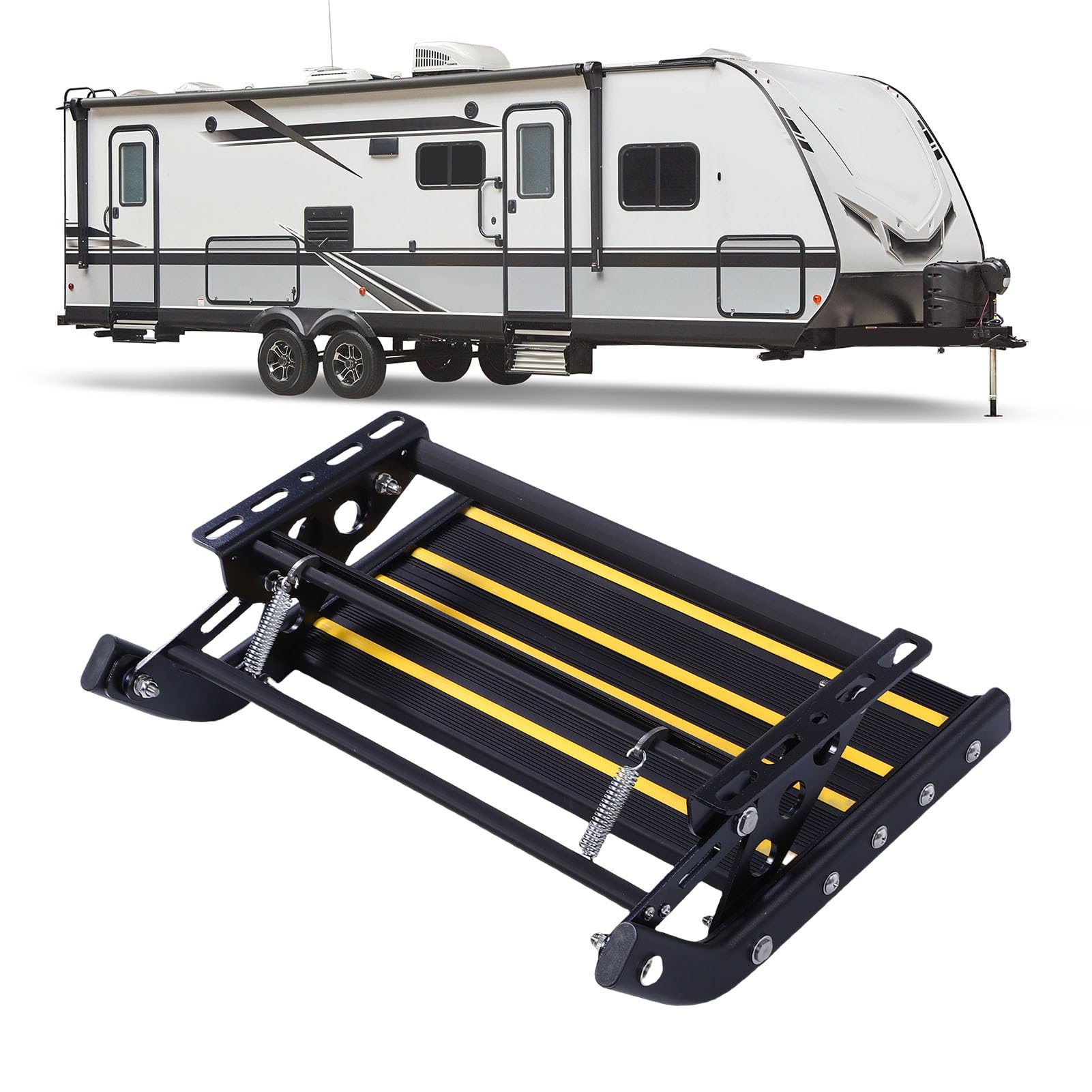 Cocoarm Escalón Plegable Manual para Vehículos Recreativos para un Fácil Acceso, Aleación de Aluminio Resistente, Capacidad de 440 Libras, Ideal para Autocaravanas y Remolques de Viaje