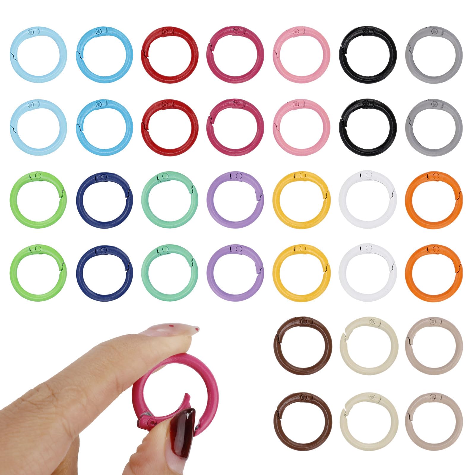 42pcs Ensemble Porte Clés Ronds Colorés Anneaux À Ressort