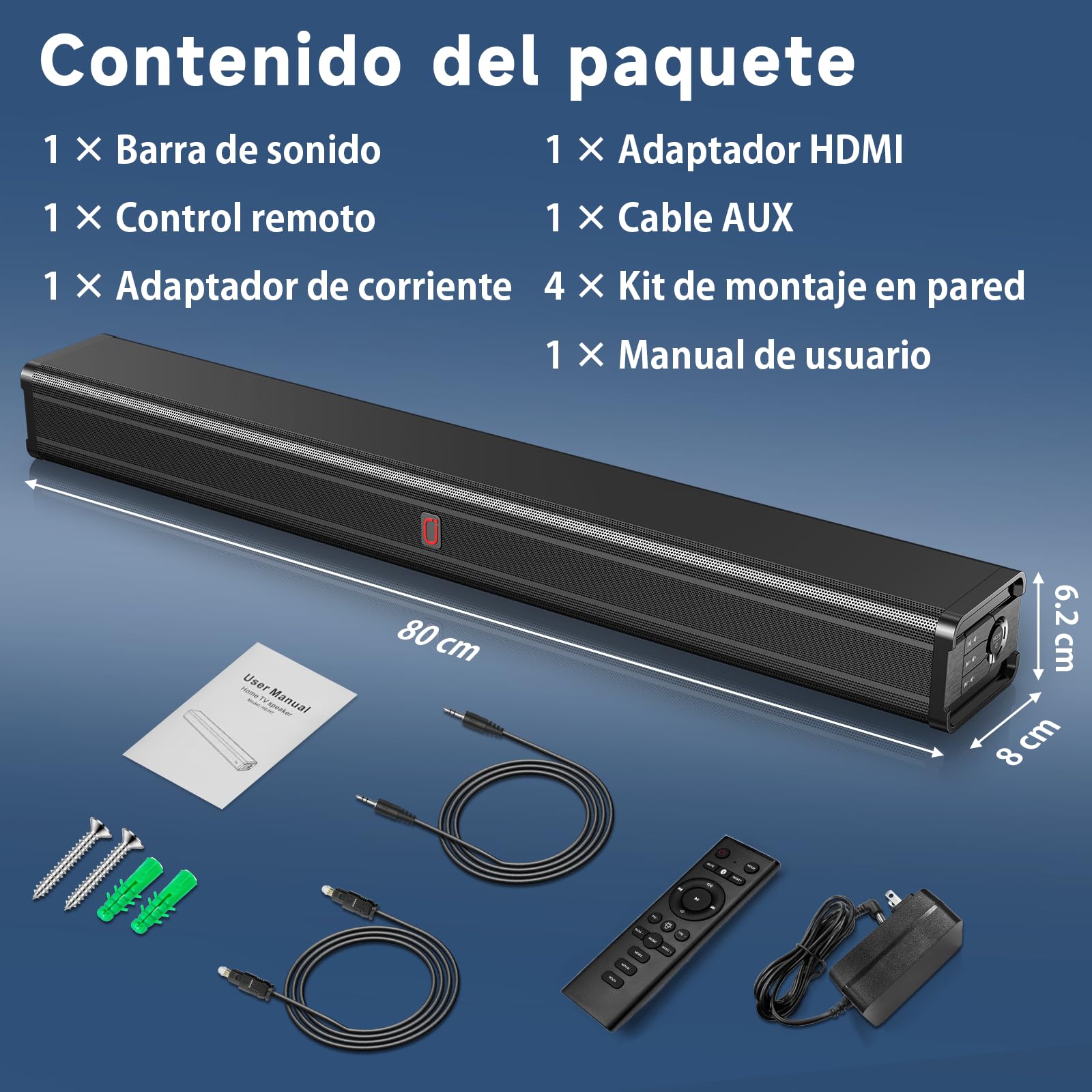 JYX Barra de Sonido para TV 200W, All-in-One Altavoces para TV con 4 Modos EQ, HDMI ARC, Óptico/AUX/USB, Bluetooth 5.4, con 2 Altavoces y Bass Reflex