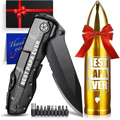 Regalos para papá, rellenos de calcetines de Navidad para papá, juego de cuchillos multiherramienta para vaso, regalos de cumpleaños para el día del