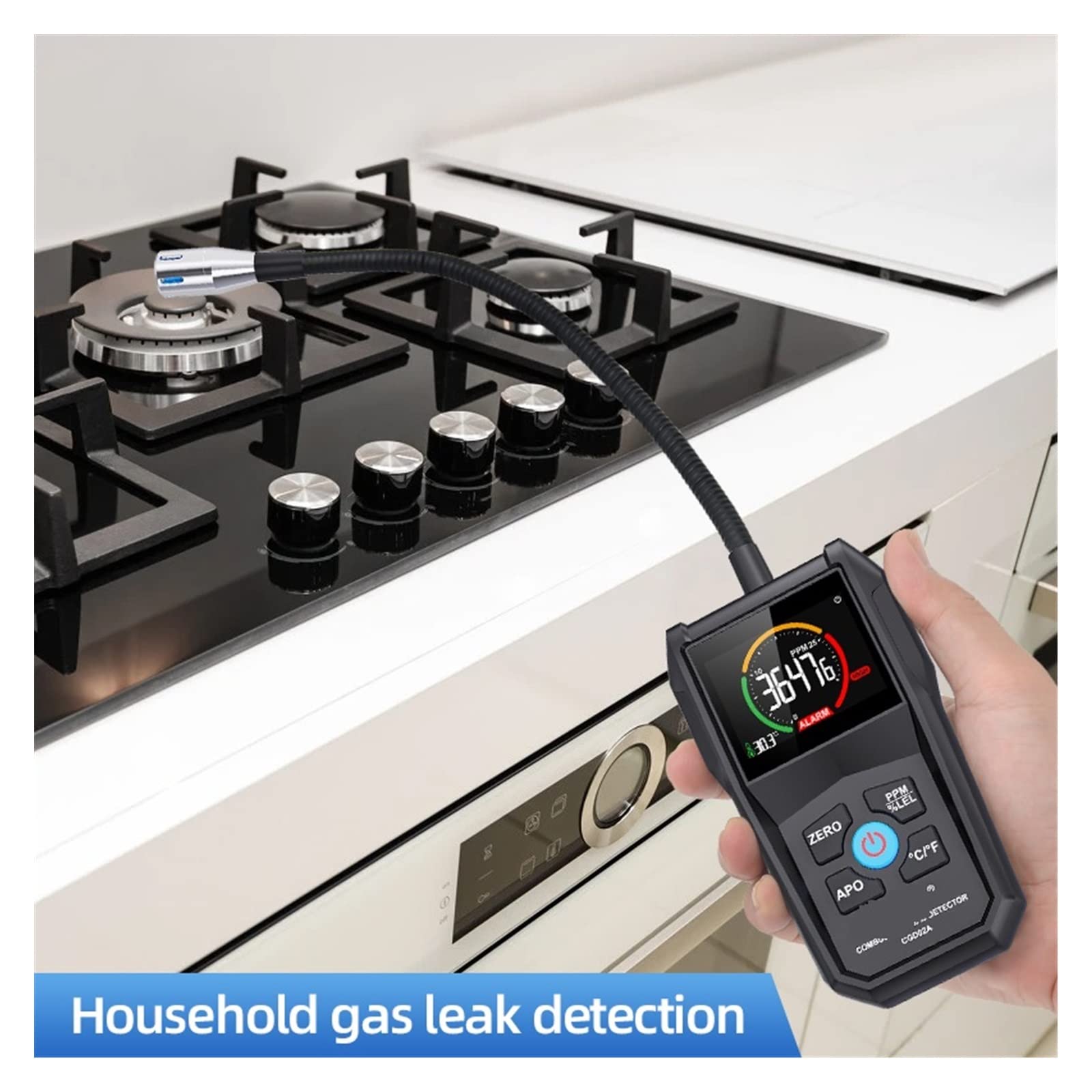 Luftqualitätsmonitor, Farbbildschirm, Gasanalysator, brennbares Gas, Leckdetektor, Gaszähler, Erdölerkennung, Tonalarm, PPM-Messgerät, Luftanalysator, Tester, für Zuhause, Küche, Büro, Auto (CGD02A)