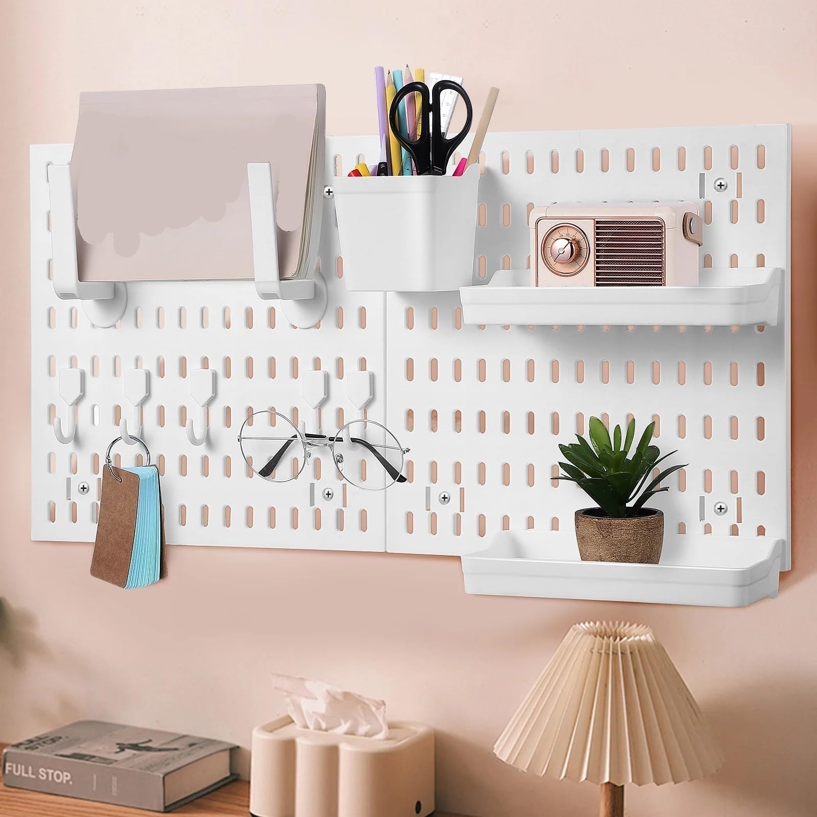 P[annello Forato Kit Pannello Forato 2 Pezzi Pannello Forato Rack Cucina Pannello Forato Parete Gioco organizzatore for la Stanza dei lavori manuali stoccaggio Ufficio