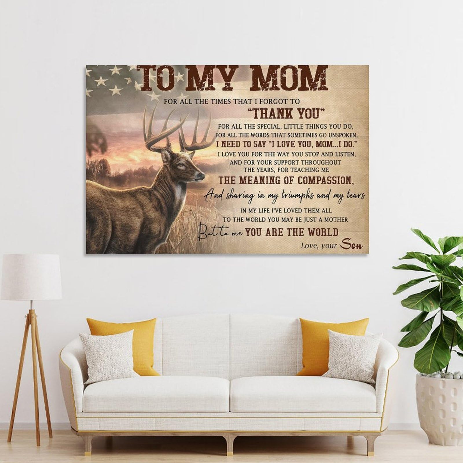 Junmoney Wall Picture Print To My Mom HUNTING, 24x36inch(60x90cm), for Living Room, Lounge Or Sitting Room, A Home Accent with Warm Character
