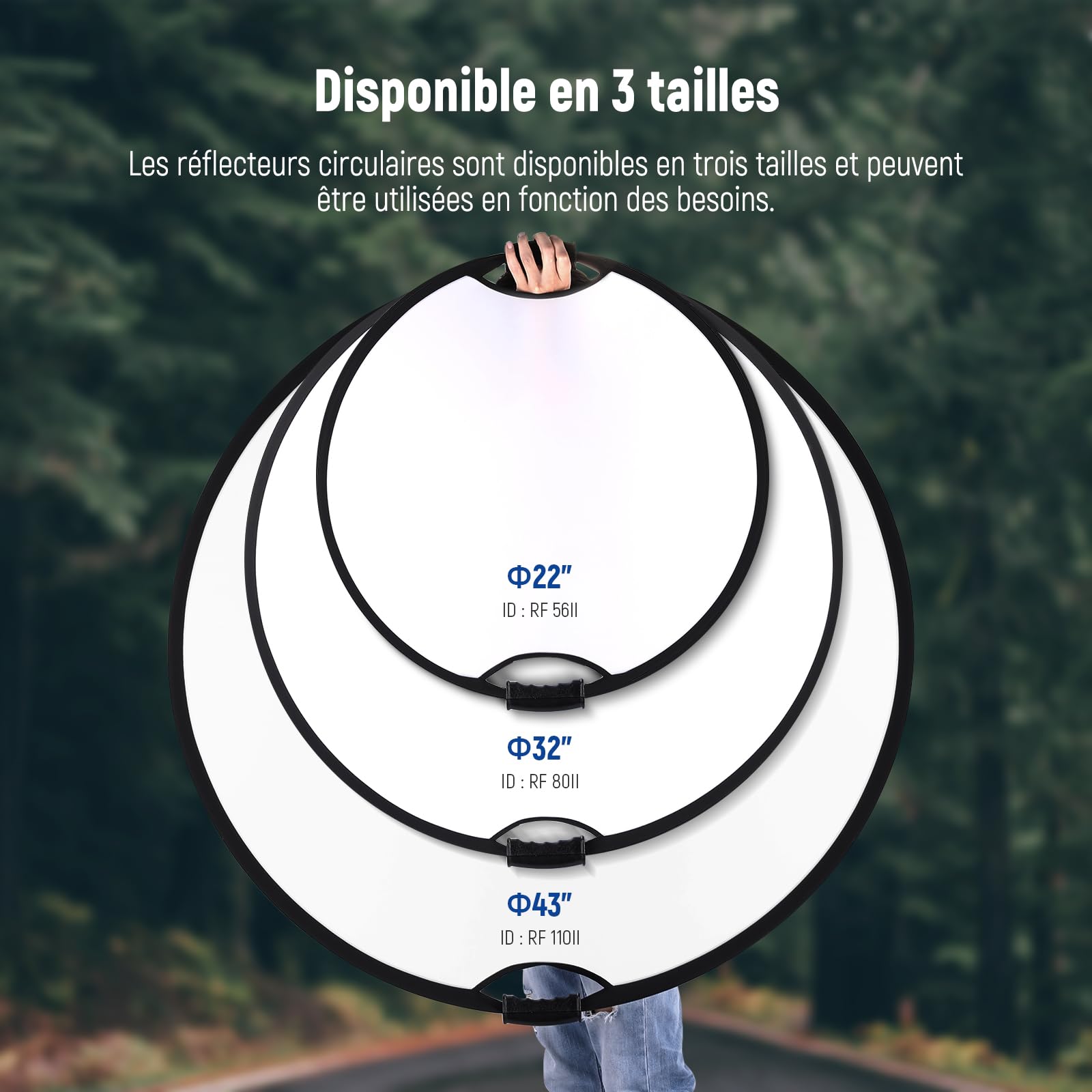 NEEWER Réflecteur de Lumière,Diffuseur de Lumière Multi-disques Pliable 5 en 1,Translucide/Argenté/Doré/Blanc/Noir,avec Poignées