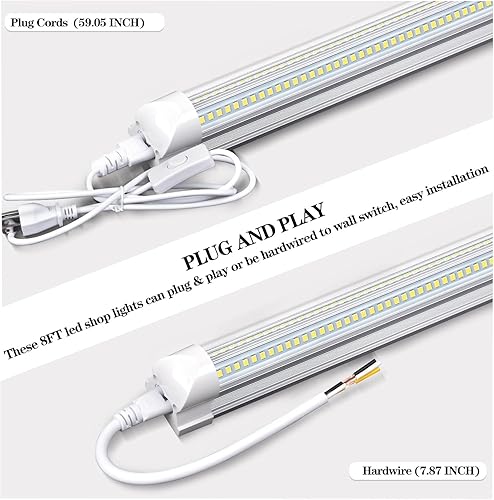 Miniatura 4 de Lámpara LED de tienda de 8 pies, 100 W, 15500 lúmenes, luces de tienda T8 para garaje, 6000 K de 8 pies, luces de garaje enlazables en forma de V,