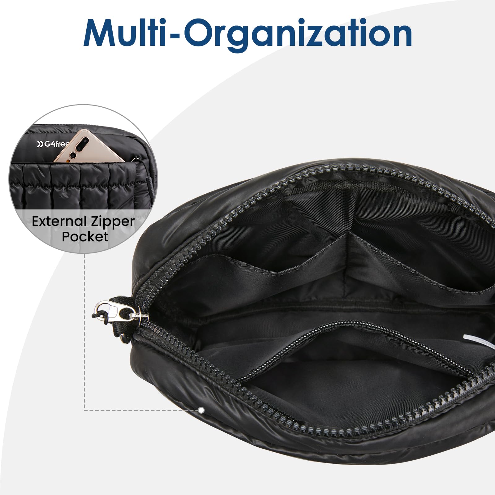Bolso cruzado acolchado para mujer, bolso pequeño y ligero, informal, acolchado, bolso de mano de moda, Negro -, Bolso bandolera 3