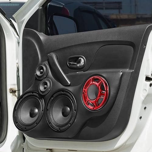 Miniatura 2 de X AUTOHAUX 6 pulgadas coche metal audio altavoz parrilla cubierta malla Woofer cuerno protector decorativo círculo rejilla protector rojo