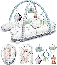 Baby Play Mat, 7-in-1 Infant Gym Mat for Sensory and Motor Development, Washable & Portable Newborn Tummy Time Activity Mat for Home & Travel, Babies Gift for 0-3-6-9-12-18 Months