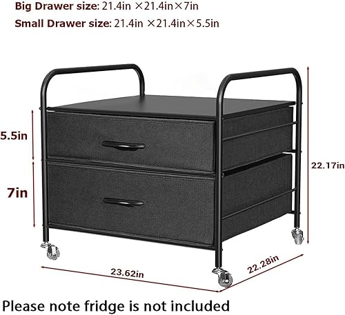 Miniatura 9 de Mini soporte para refrigerador con almacenamiento, mini soporte para refrigerador, carrito de refrigerador de 2 cajones, unidad organizadora