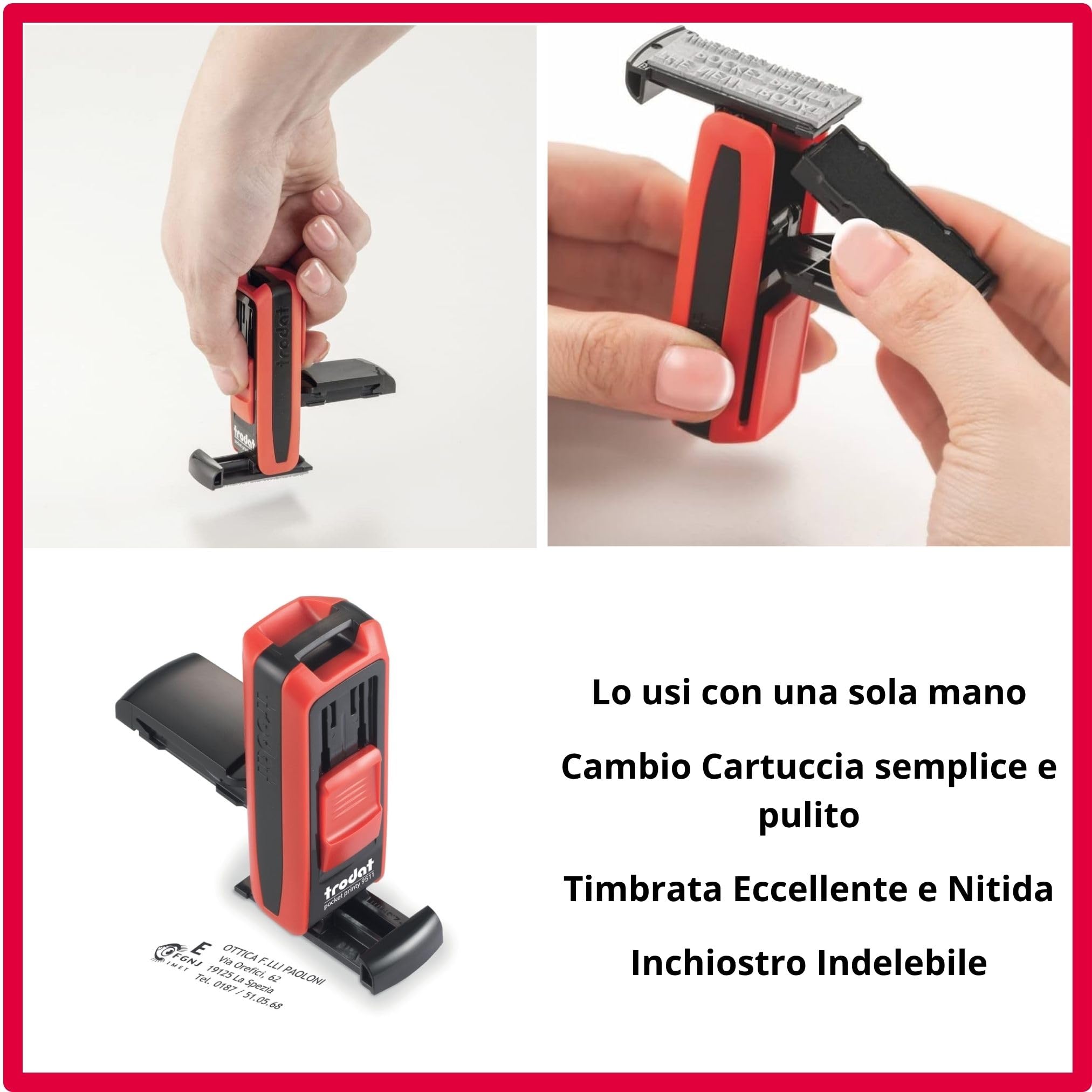 Timbro Tascabile Personalizzabile 47x18 Mm - Per Ufficio, Medici E Documenti