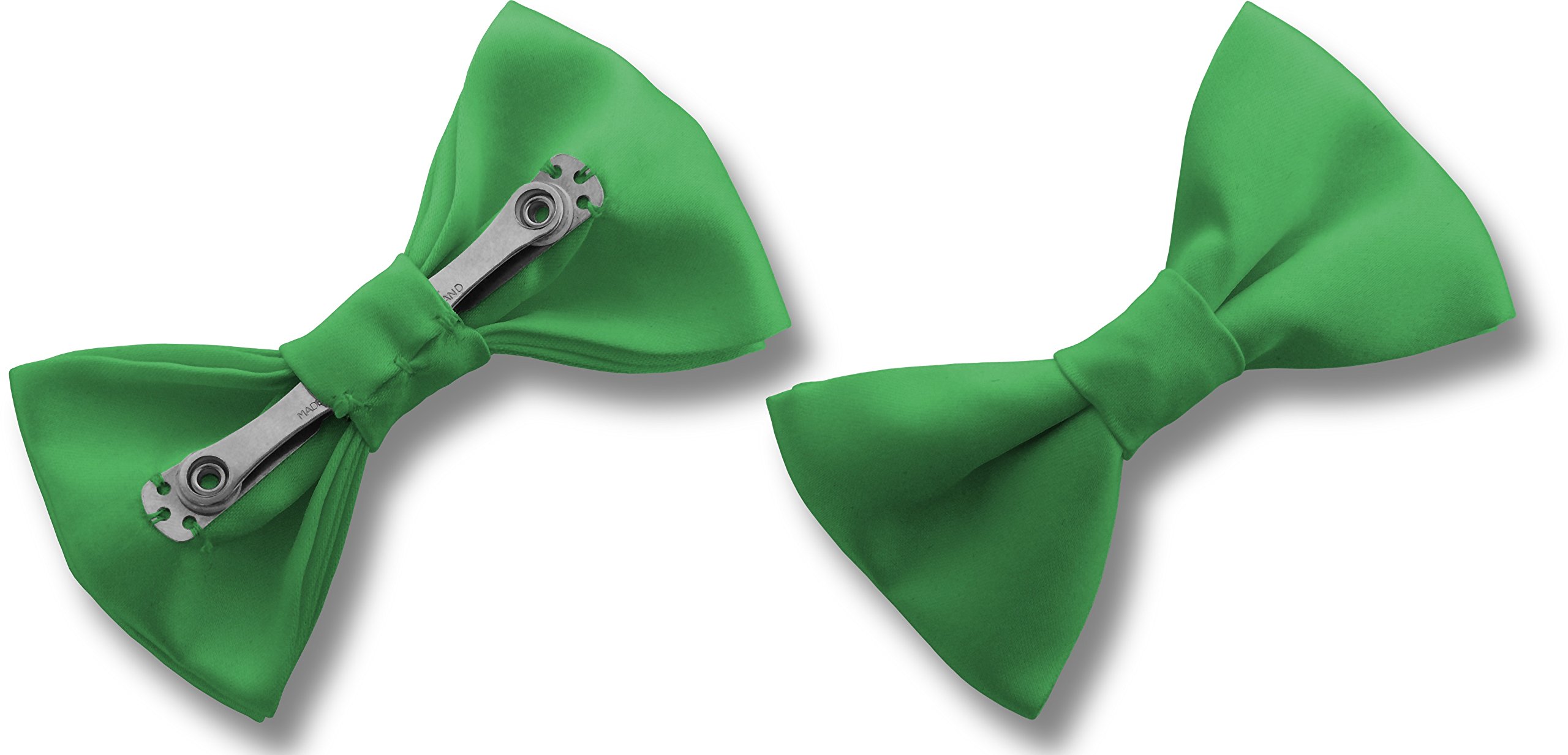 Great British Tie Club Men's Emerald Green Satin Clip On Bow Ties (Emerald Green)