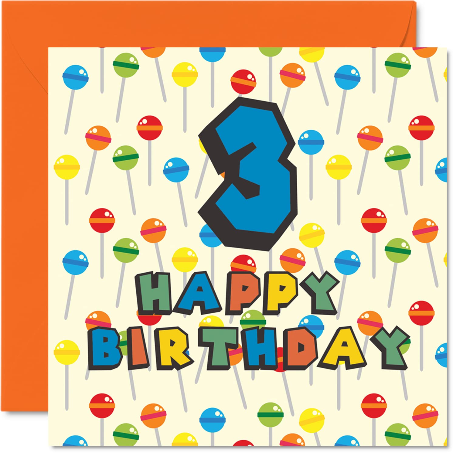 Amazon.com : 3rd Birthday Card Unisex - Lollipop Sweets Candy