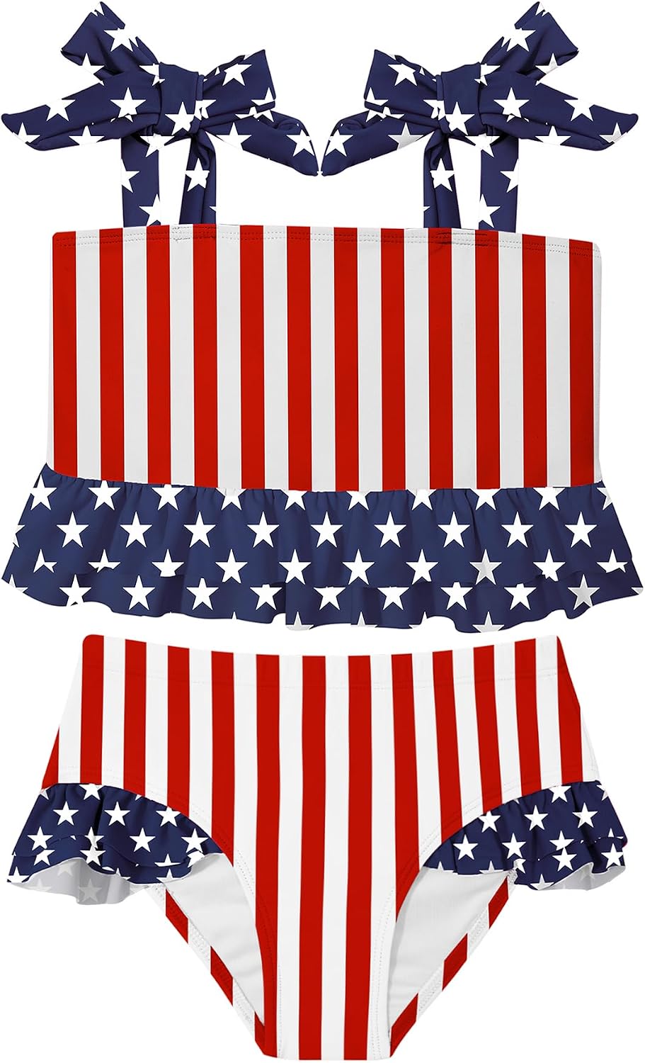 Zando Baby & Toddler Girls 4th of July Swimsuit - Patriotic American Flag 2 Piece Ruffle Bikini Bathing Suit