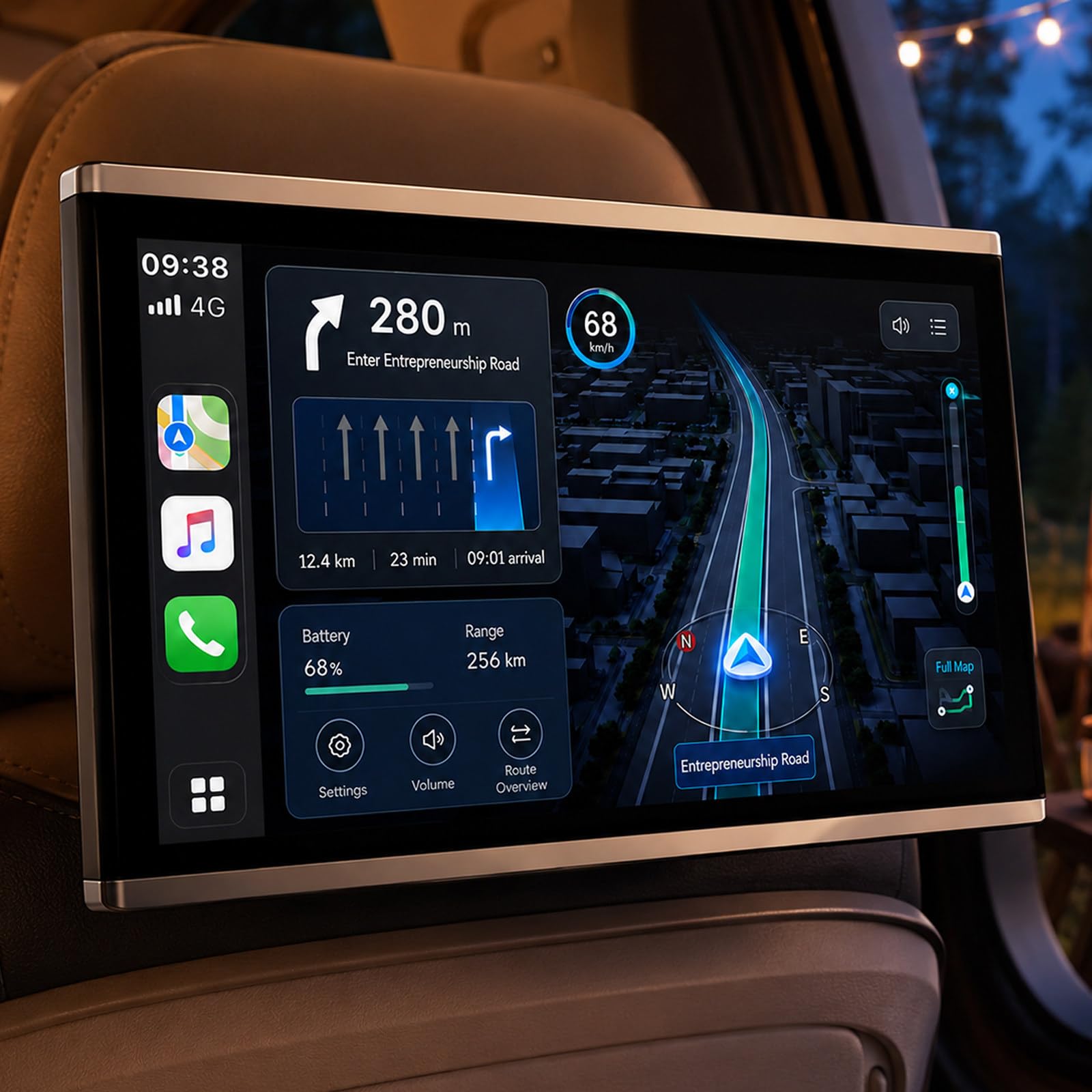 vnmudzeo Cordless Carplay Car Headrest Monitor for Backseat,10.1" IPS Touch Screen,Supports Movie Apps,HDMI,USB,Multi-Language,Backseat Cinema Display A