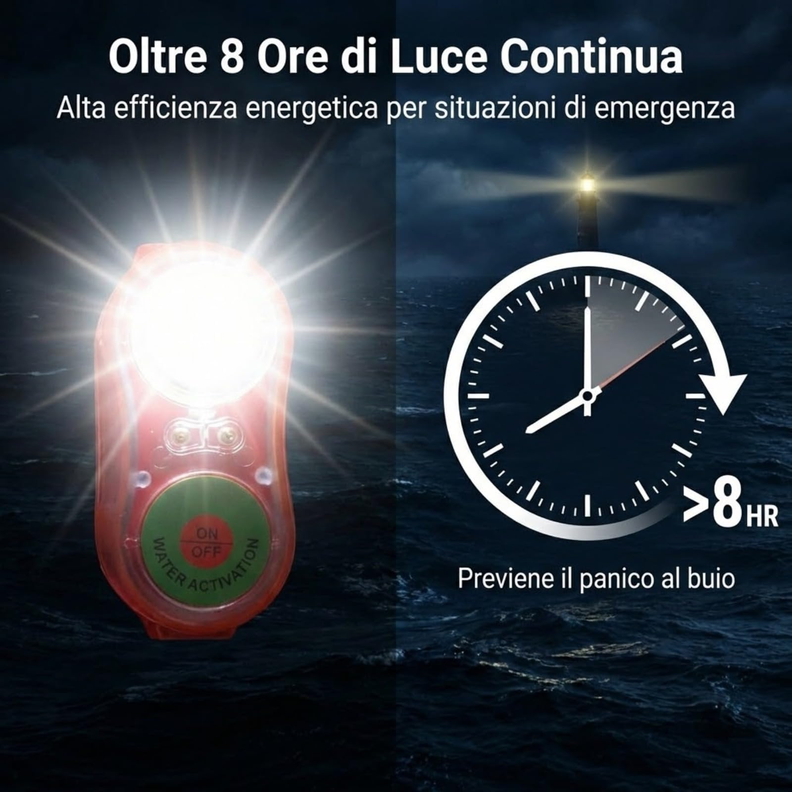 8 giubbotti di salvataggio, luci a LED, giubbotti di salvataggio lampeggianti per la sopravvivenza in acqua di emergenza