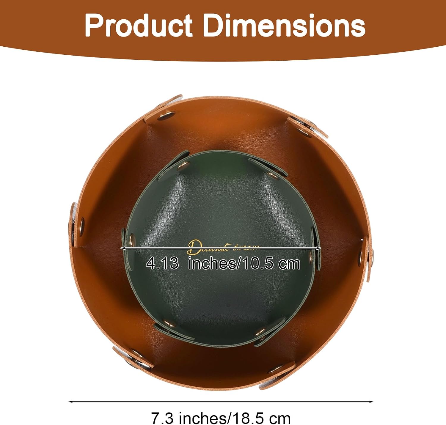 2pcs Valet Tray Set, PU Leather Brown Desk Tray image 2