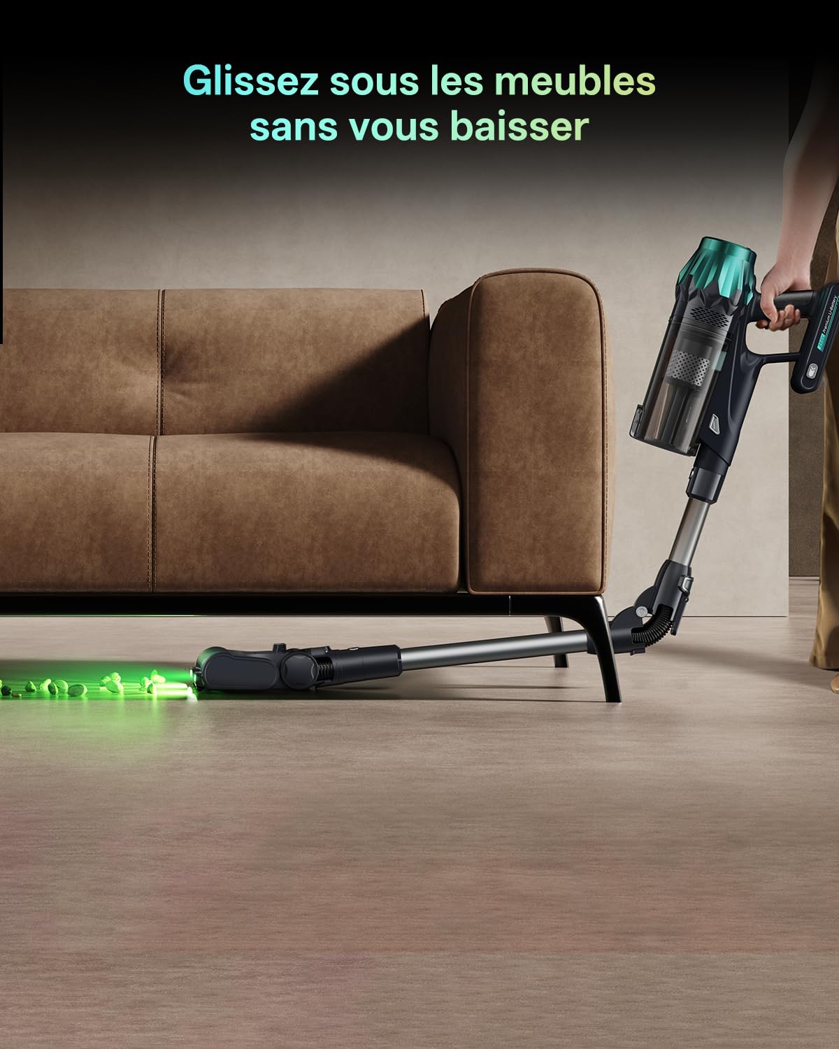 Vexilar V15 Max Aspirateur Balai sans Fil, 2 en 1 Laveur | 65000Pa, rosse 4D anti-poils d'animaux, filtration multicône, LED Duralgreen, autonomie 60 min, tube pliable, support mural