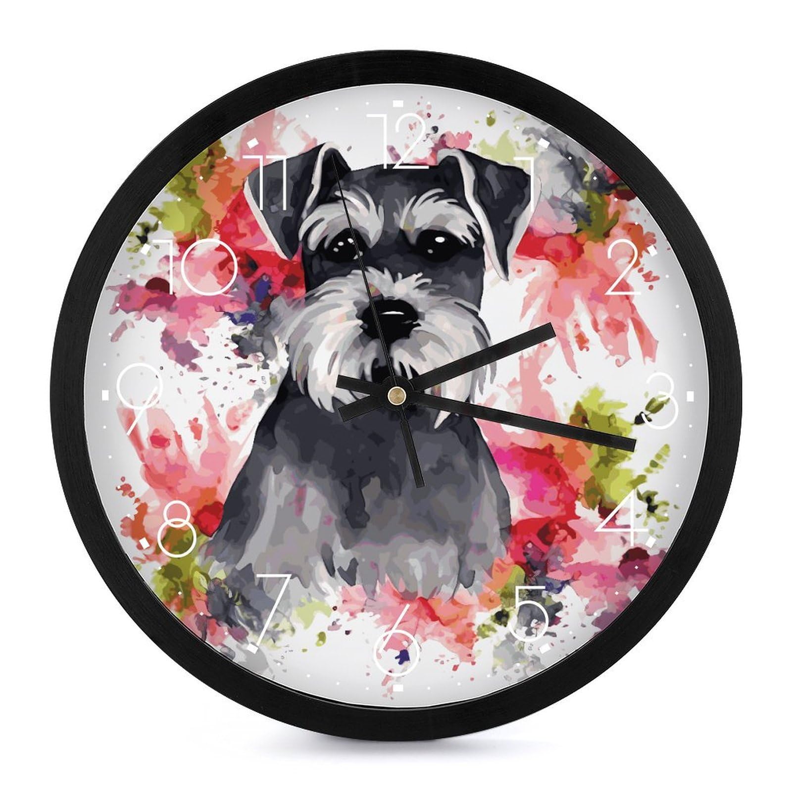 Horloge murale imprimée schnauzer pour la décoration du salon