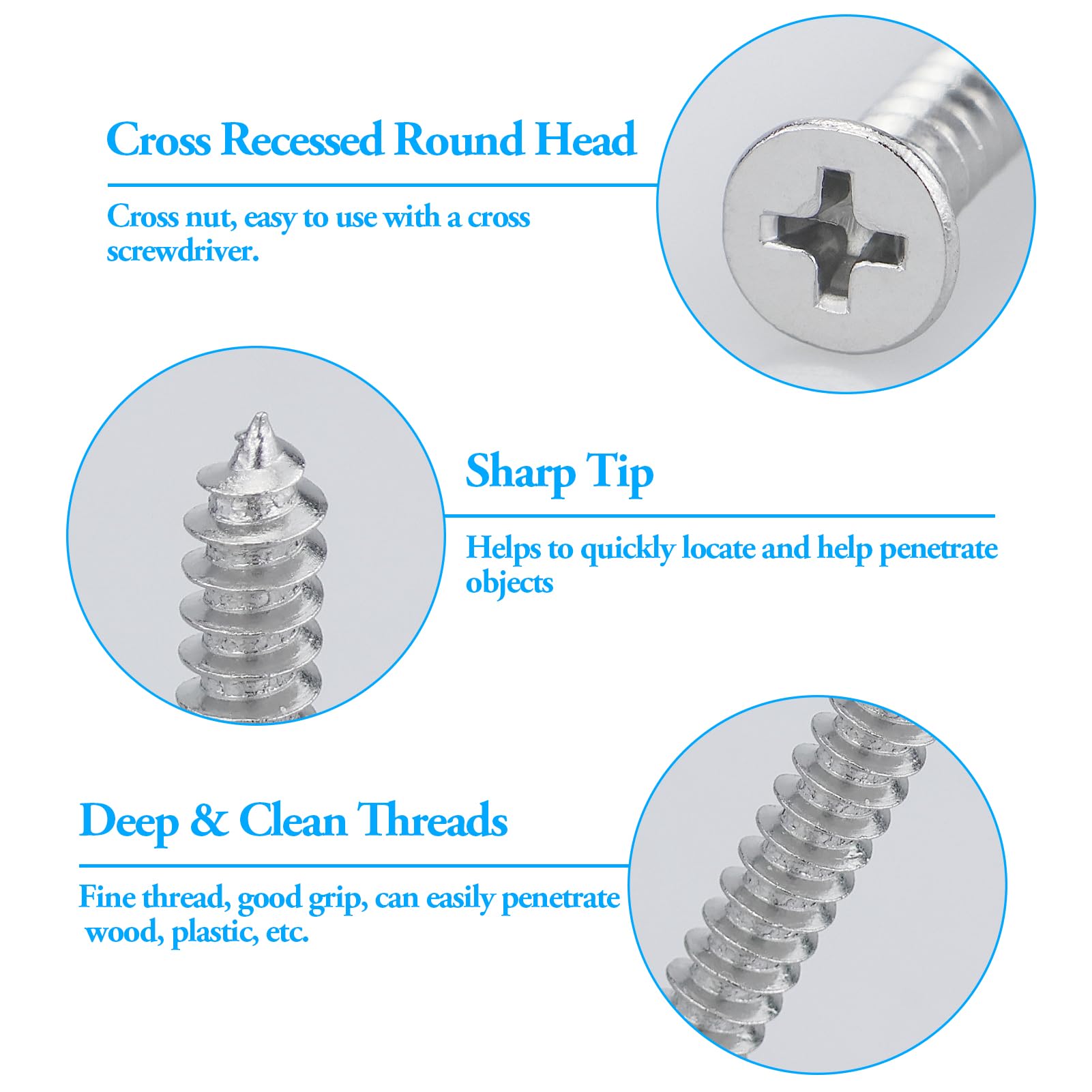 380 Pcs Stainless Steel Screws, Self Tapping Screws, M3/M4/M5 Countersunk Wood Screws Assortment, 304 Stainless Steel Self Tapping Screws, Assorted Wood Screws For Woodwork Indoor Outdoor - Image 3