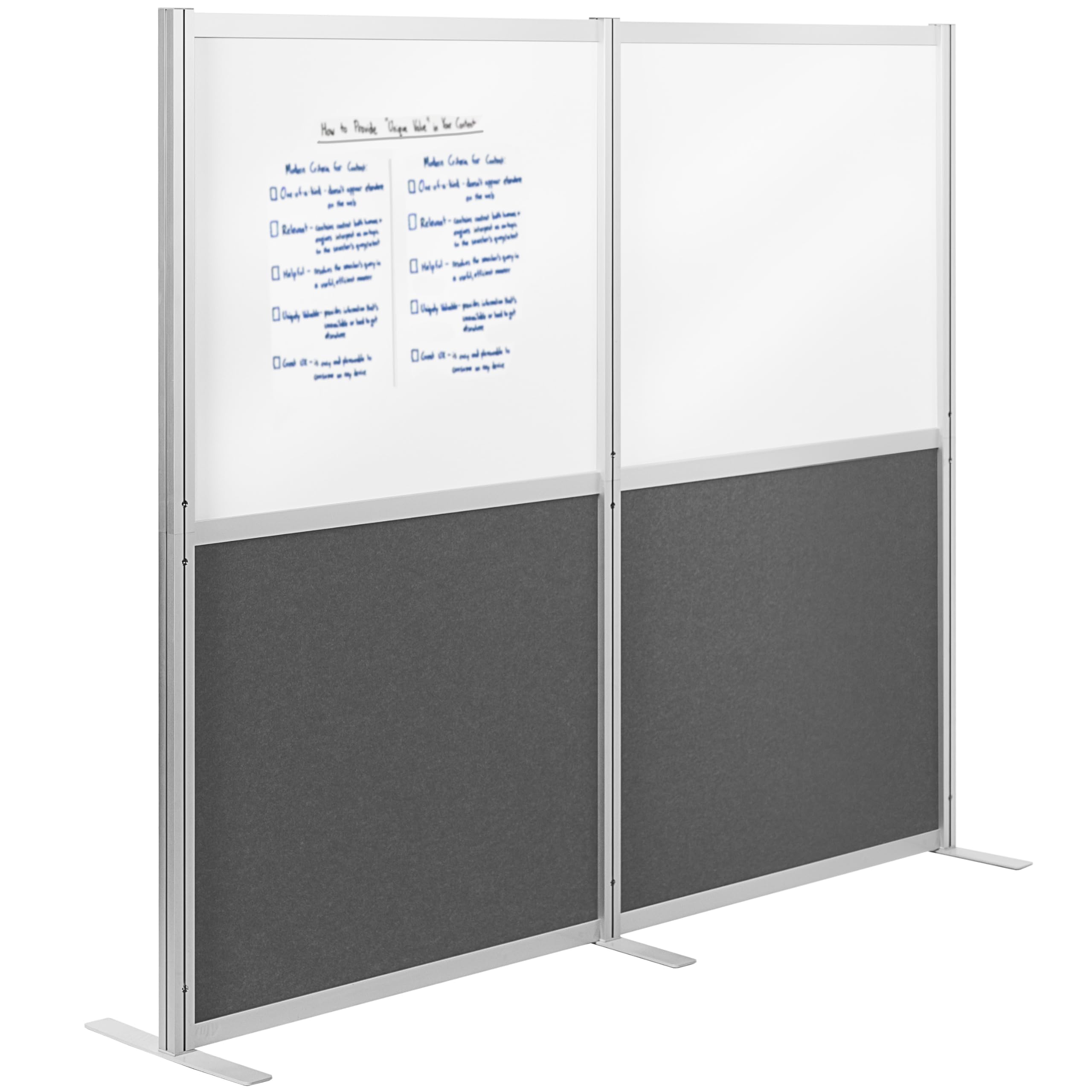 VIVO Modular Wall System, 2 PET and Whiteboard Panels, Professional Office Cubicle Dividers, Freestanding Privacy-Screen, 66 inches High, White and
