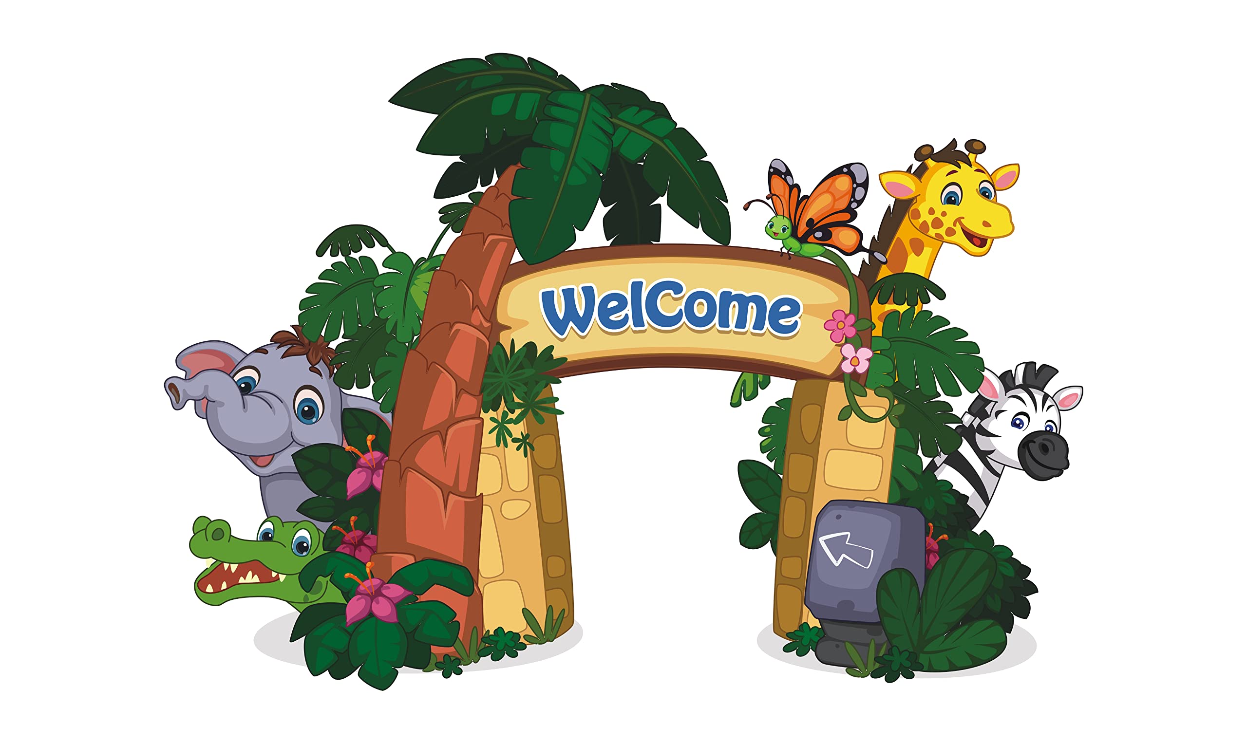 Design Decor Animal Cartoon Welcome gate PVC Kids Room Class Room Wall Sticker Vinyl Size 60x43_ CM_ 31 DDWS-picture-12