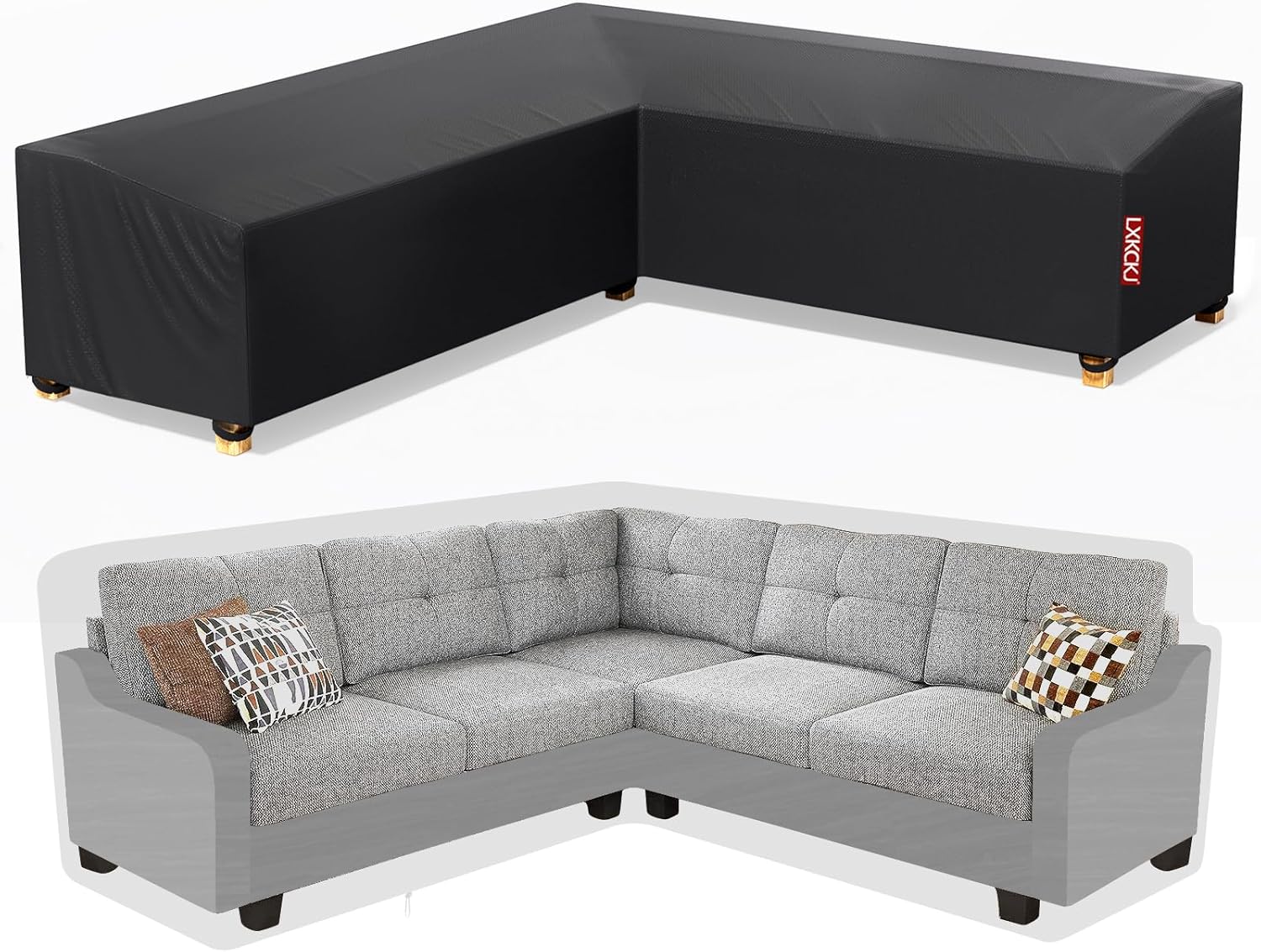 LXKCKJ VShape Garden Furniture Covers Waterproof, Outdoor Rattan