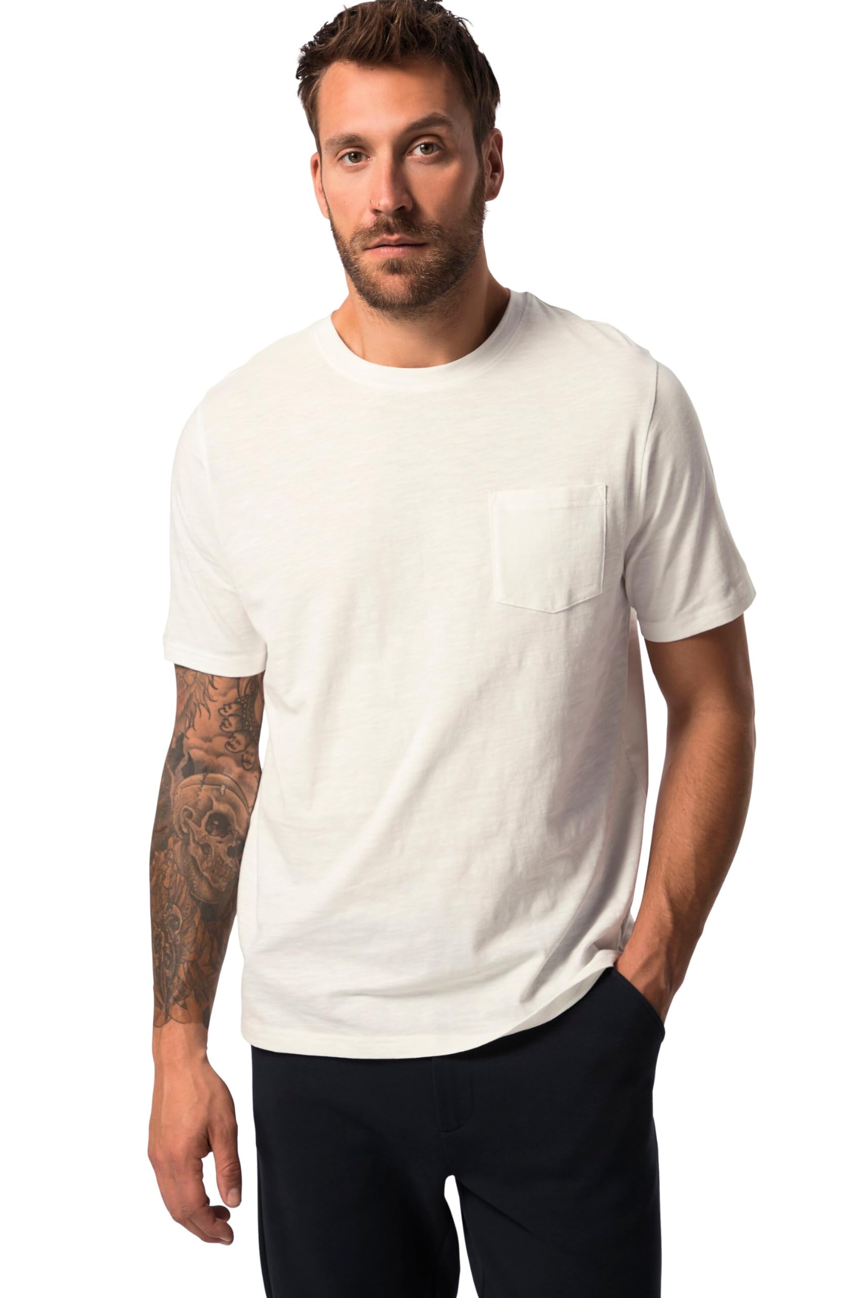 JP 1880 T-Shirt Slub mit Rückenprint 1/2, Azzurro Chiaro, 3XL Uomo