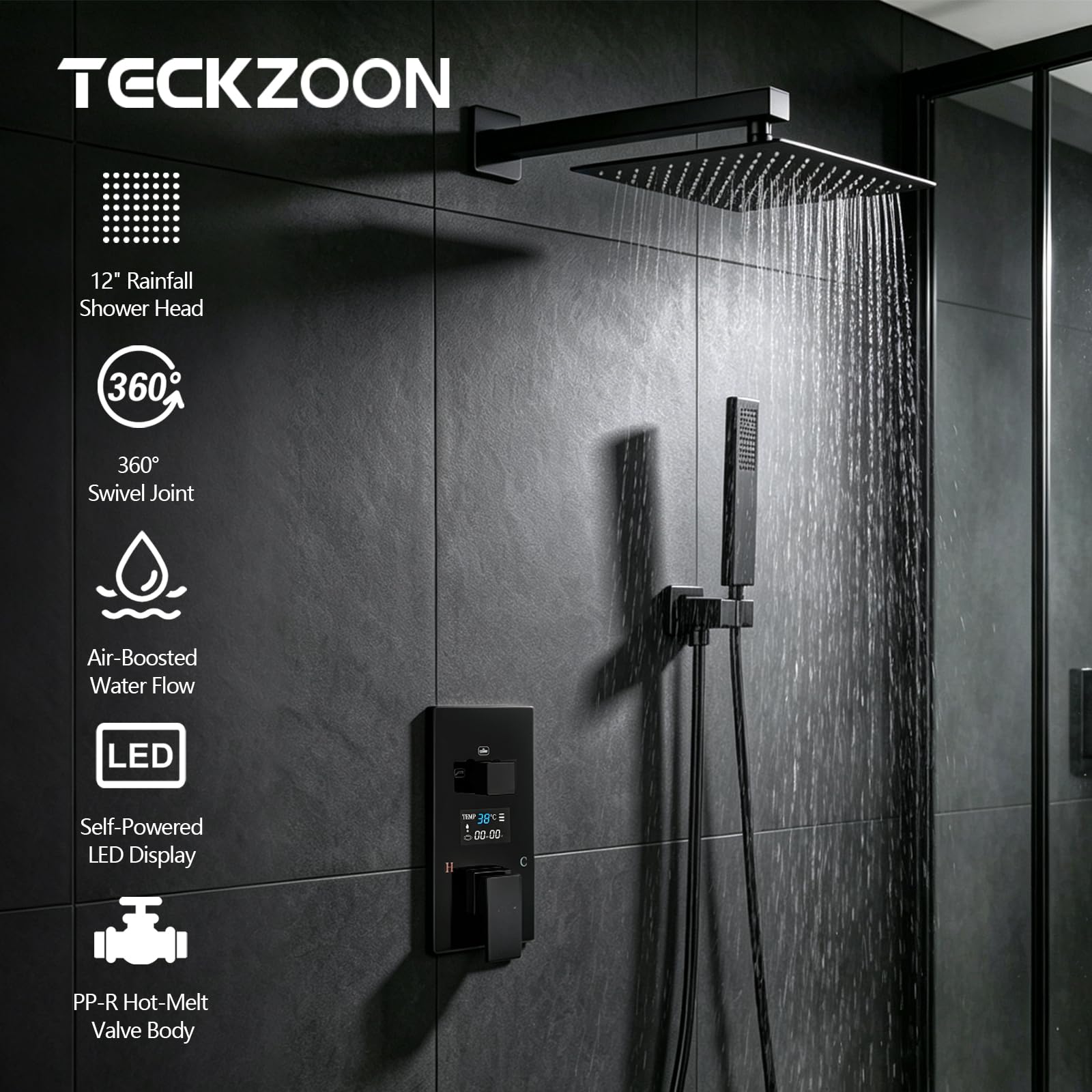 Unterputz Regendusche System 30 x 30 cm, Wartung ohne Wandöffnung