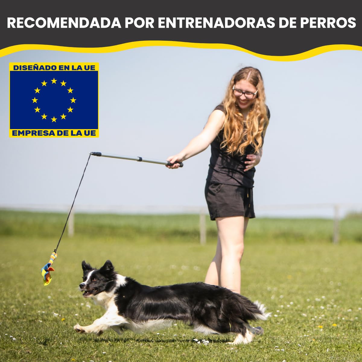 Poste de coqueteo para Perros con cordón no elástico Seguro y Fuerte, señuelo telescópico para Perros de Cualquier tamaño, Juguete para Perros para Entrenamiento y Ejercicio de Yes4Quality