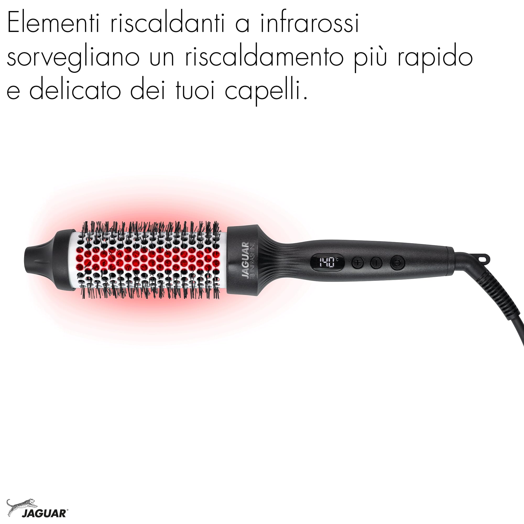 JAGUAR Spazzola termica TB Infrashine | Spazzola termica con riscaldamento a infrarossi e booster agli ioni | 2 in 1: styling e cura in uno strumento | dal professionista per te
