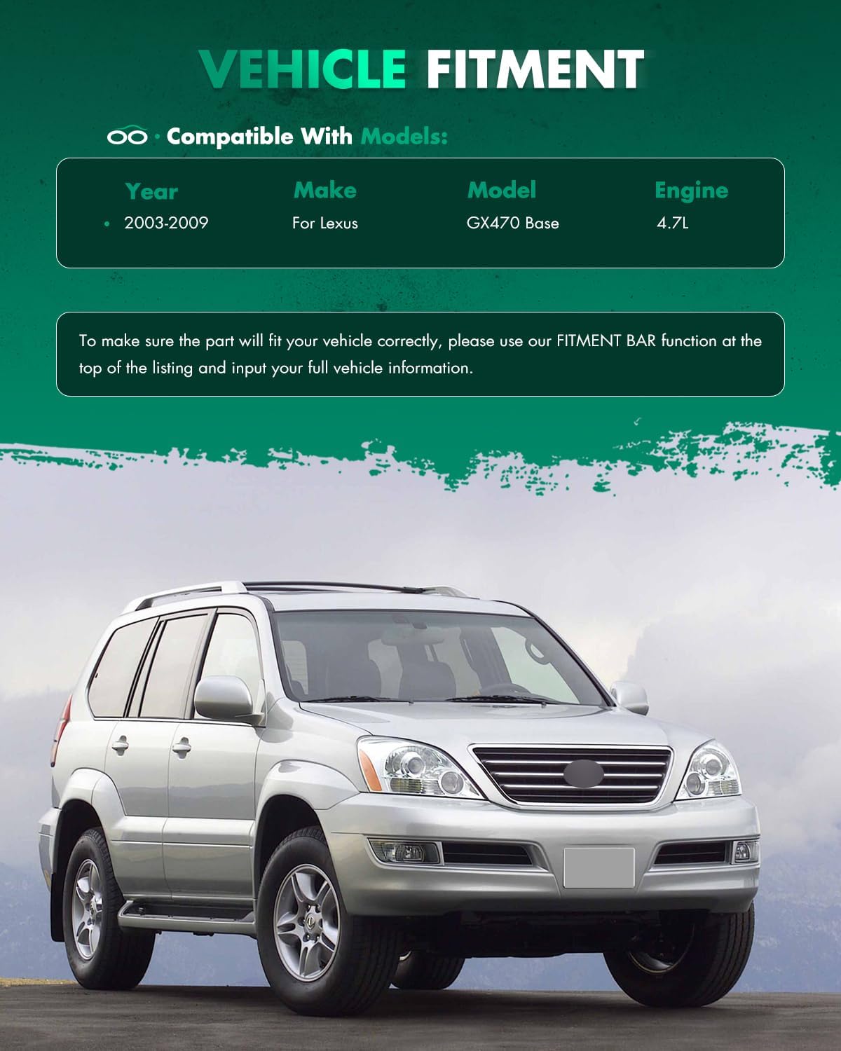 SCITOO Roof Spoiler Fits for 2003-2009 for Lexus GX470 Matte Black Factory Style Rear Roof Window Spoiler Wing with 3rd Brake Light