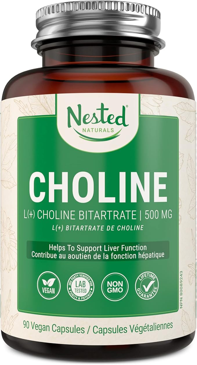 CHOLINE BITARTRATE 500 mg per serving 90 Vegan Capsules Promotes